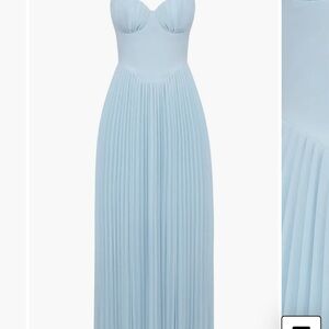 House of CB Marcella Strapless Pleated Georgette Gown